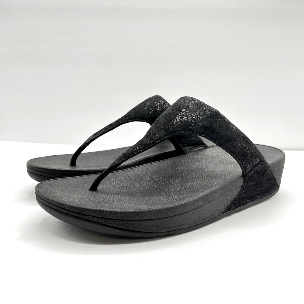 Fitflop Woman’s Size 8 Shimmy Suede Black Toe Thong Sandals Casual Summer Play